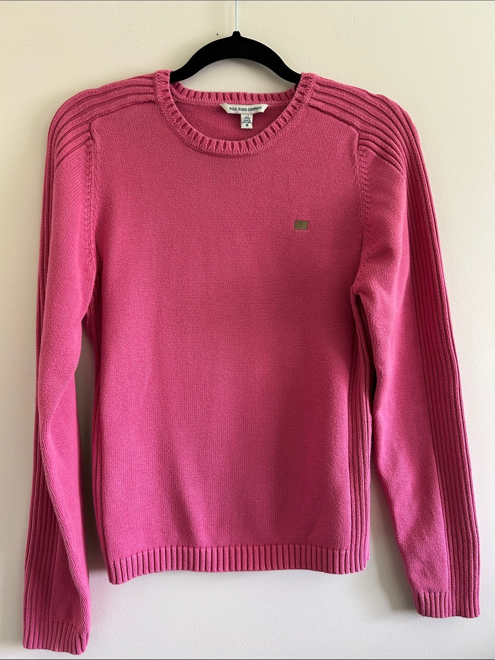 Vintage Polo Jeans Co Ralph Lauren Pink Cotton Flag Knit Sweater XL